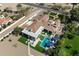 Stunning aerial view of the estate featuring a sparkling pool, outdoor kitchen, and lush landscaping at 10050 N 58Th St, Paradise Valley, AZ 85253
