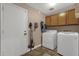 Well-lit laundry room features a new washer and dryer with plenty of storage at 12125 N 91St Way, Scottsdale, AZ 85260