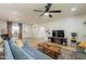 Cozy living room with a ceiling fan, television, comfortable seating, and lots of natural light at 3015 E Dahlia Dr, Phoenix, AZ 85032