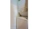 Stackable white washer and dryer units in laundry area at 17031 E Calle Del Oro -- # B, Fountain Hills, AZ 85268