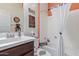 Charming bathroom featuring a shower/tub and Harley Davidson themed décor at 3408 S 184Th Ln, Goodyear, AZ 85338