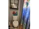 View of the toilet, shelf, and shower curtain in the bathroom at 37448 N 301St Ave, Wittmann, AZ 85361