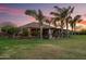 Lush backyard with a covered patio and mature palm trees at 1096 W Via De Palmas --, San Tan Valley, AZ 85140