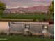 Scenic view of the golf course with a lake, fountain, and mountain range in the background at 11300 N Casa Dega Dr # 1006, Surprise, AZ 85388