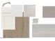 Sample board featuring interior materials, including flooring, backsplash, countertops, and cabinet door at 11300 N Casa Dega Dr # 1006, Surprise, AZ 85388