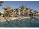 Beautiful community pool area surrounded by palm trees and lounge seating at 11300 N Casa Dega Dr # 1006, Surprise, AZ 85388