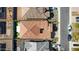 Aerial rooftop view of a home with a clay tile roof featuring a private backyard patio at 12047 E Sereno Rd, Gold Canyon, AZ 85118