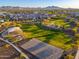 Aerial view of the community, showcasing the park, basketball court and neighborhood homes at 20088 E Maya Rd, Queen Creek, AZ 85142