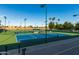 Well-maintained tennis courts with vibrant green and blue surfaces, perfect for recreational play and exercise at 24812 S Pleasant Ct, Sun Lakes, AZ 85248