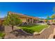 Expansive backyard featuring lush green grass, covered patio, sparkling pool, and desert landscaping at 26991 N 97Th Ln, Peoria, AZ 85383