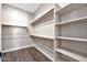 Empty walk-in closet featuring wood-look floors, shelves, and clothing rods at 3220 N 136Th Dr, Avondale, AZ 85392