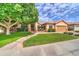Charming home featuring lush green lawn, mature shade tree, and meticulously maintained desert landscaping at 3682 S Rosemary Dr, Chandler, AZ 85248