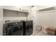 Well-lit laundry room with modern Samsung washer and dryer, shelf, and storage cabinet at 4084 E Rawhide St, Gilbert, AZ 85296
