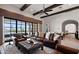 Living room showcasing a leather sofa and ottoman with picturesque outdoor views at 4743 N 54Th St, Phoenix, AZ 85018