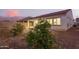 Backyard exterior view with fruit trees, block wall, and covered patio at 1800 N 156Th Dr, Goodyear, AZ 85395