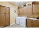 Laundry room equipped with washer, dryer, utility sink and storage cabinets at 2634 N 164Th Ave, Goodyear, AZ 85395