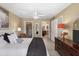 Cozy bedroom featuring neutral colors, soft lighting, and ensuite bathroom entrance at 17017 N 12Th St # 1106, Phoenix, AZ 85022