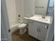 Bright, modern bathroom with a tub/shower and a white vanity at 3746 E Rochelle Cir, Mesa, AZ 85215