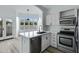 Bright kitchen features white cabinets, stainless steel appliances, and a sink with a view at 4955 E Indian School Rd # 5, Phoenix, AZ 85018
