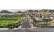 Aerial view of the Noravita community with views of the mountains in the background at 7414 W Whitehorn Trl, Peoria, AZ 85383