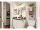 Updated bathroom with a black granite countertop and neutral finishes at 3252 E Fremont Rd, Phoenix, AZ 85042