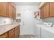 Well-organized laundry room with lots of cabinet storage and washer-dryer at 3252 E Fremont Rd, Phoenix, AZ 85042