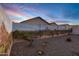 Desert themed mural on the backyard block wall with gravel at 40005 W Rio Lobo Dr, Maricopa, AZ 85138
