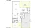 First-floor plan featuring an open layout, kitchen, dining area, great room, flex space, bathroom, bedroom, and a three-bay garage at 40101 N Alameda Dr, San Tan Valley, AZ 85140