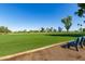 Picturesque golf course with lush green fairway, mature trees, and benches for relaxing in a serene setting at 12939 W Prospect Dr, Sun City West, AZ 85375