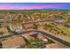 Panoramic aerial shot highlighting neighborhood amenities, desert landscaping, and surrounding golf course at 3953 E Lafayette Ave, Gilbert, AZ 85298