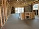 Framing of a new home construction showcasing the open living room space and sliding glass door frame at 5610 W Olney Ave, Laveen, AZ 85339