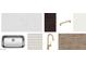 Selection of design materials showcasing the sink, cabinet, faucet, countertop and backsplash tile at 5631 W Summerside Rd, Laveen, AZ 85339