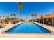 Stunning pool area with palm trees, lounge chairs, and clear blue water for relaxing and recreation at 9828 E Pueblo Ave # 113, Mesa, AZ 85208