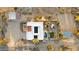 Aerial view of home with pool, patio, desert landscaping, and solar panels on the roof at 40108 N 2Nd Way, Phoenix, AZ 85086