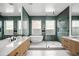 Bathroom features a soaking tub, walk-in shower, and double vanity with modern fixtures at 4318 E Cheery Lynn Rd, Phoenix, AZ 85018