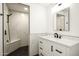 Modern bathroom featuring a spacious walk-in shower, sleek vanity, and stylish fixtures at 4836 N 72Nd Way, Scottsdale, AZ 85251