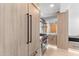 Close-up of modern kitchen with stainless steel oven and marble backsplash at 7157 E Rancho Vista Dr # 3001, Scottsdale, AZ 85251