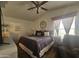 The main bedroom is spacious, has a ceiling fan and a private exit at 8700 E University Dr # 649, Mesa, AZ 85207