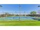 Well-maintained community tennis courts with lighting for evening games, surrounded by lush landscaping at 13587 W Cypress St, Goodyear, AZ 85395