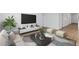 Contemporary living room featuring stylish decor, modern furniture, and wood floors at 3889 S 233Rd Ln, Buckeye, AZ 85326