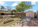 Expansive backyard featuring a patio, shed, and mature trees at 4693 W Tara Dr, Chandler, AZ 85226