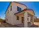 Exterior backyard showcasing a covered patio and the home's stucco facade with a terra cotta tile roof at 11623 W Green Dr, Youngtown, AZ 85363