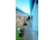 Long, narrow side yard featuring a concrete path, block wall, mature landscaping, and garden for added privacy at 13001 W Aster Dr, El Mirage, AZ 85335