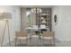 A well-lit office space with light wood furnishings, a unique chandelier, and neutral decor at 24863 N 167Th Dr, Surprise, AZ 85387