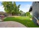 Well-maintained backyard with artificial turf, mature trees, and landscaping for easy outdoor enjoyment at 7042 N 12Th Way, Phoenix, AZ 85020