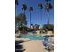 Beautiful community pool framed by tall palm trees and plenty of seating at 8302 N 21St Dr # L204, Phoenix, AZ 85021