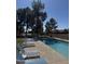Sparkling community pool surrounded by mature trees and lounge chairs at 8302 N 21St Dr # L204, Phoenix, AZ 85021