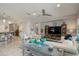 Bright, open-concept living space featuring tile floors, plush seating, and kitchen views at 19672 N 260Th Ave, Buckeye, AZ 85396