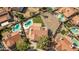 Stunning aerial view of a home featuring a private pool, a spacious gravel yard and lush green grass at 3620 N Aspen Dr, Avondale, AZ 85392