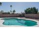 Private backyard pool, surrounded by mature trees and desert landscaping, offering a serene oasis at 3620 N Aspen Dr, Avondale, AZ 85392